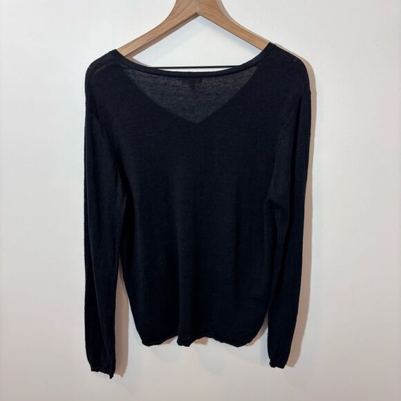 Garnet Hill Black Long Sleeve Linen Sweater XL Lightweight - Picture 4 of 9